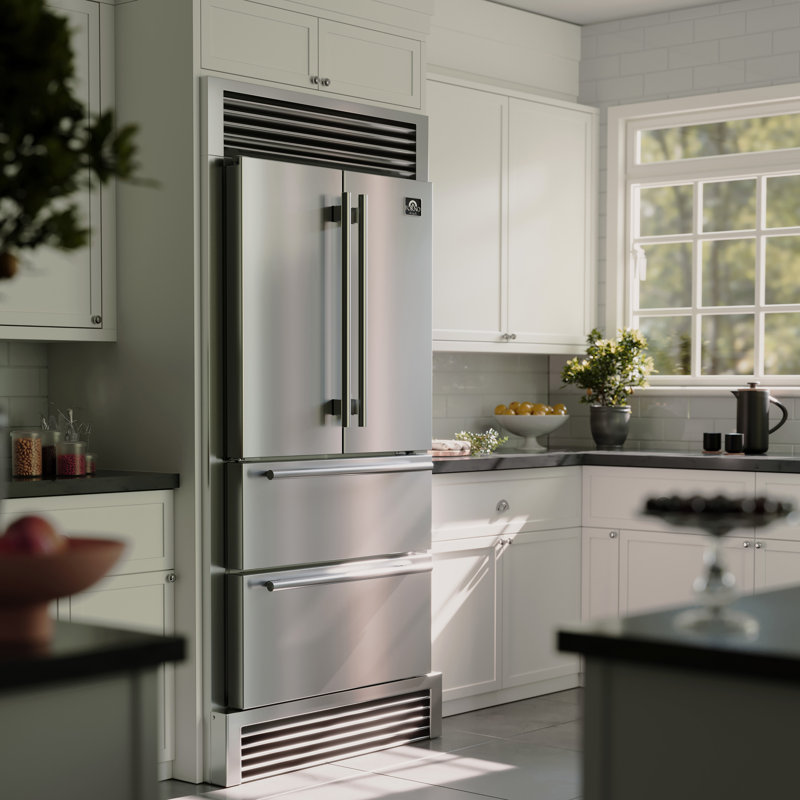 Réfrigérateur de 36 po en acier inoxydable avec grille décorative de 40 po Forno Moena