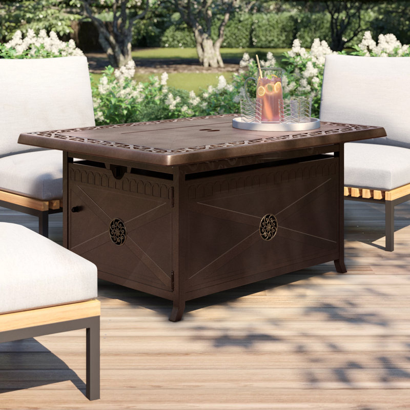 Spicewood Rectangle Aluminum Propane Smokeless Fire Pit Table with Hidden Fuel Tank