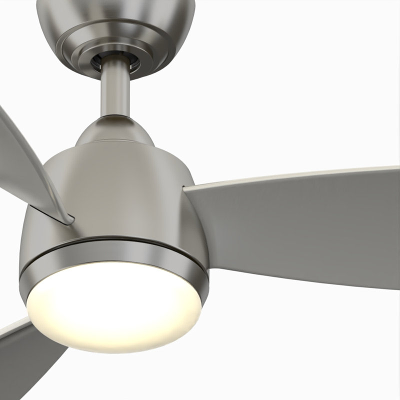 Ventilateur de plafond intérieur / extérieur 52 po avec éclairage à DEL Annemijn, Nickel brossé / gris