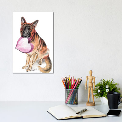 German Shepherd Love by Holly Simental - Wrapped Canvas Print