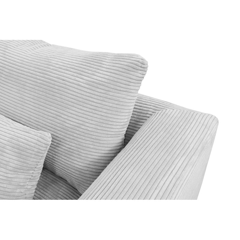 Cahoe Corner Sofa in Cord Fabric, Left Hand Facing, Light Grey, Corduroy