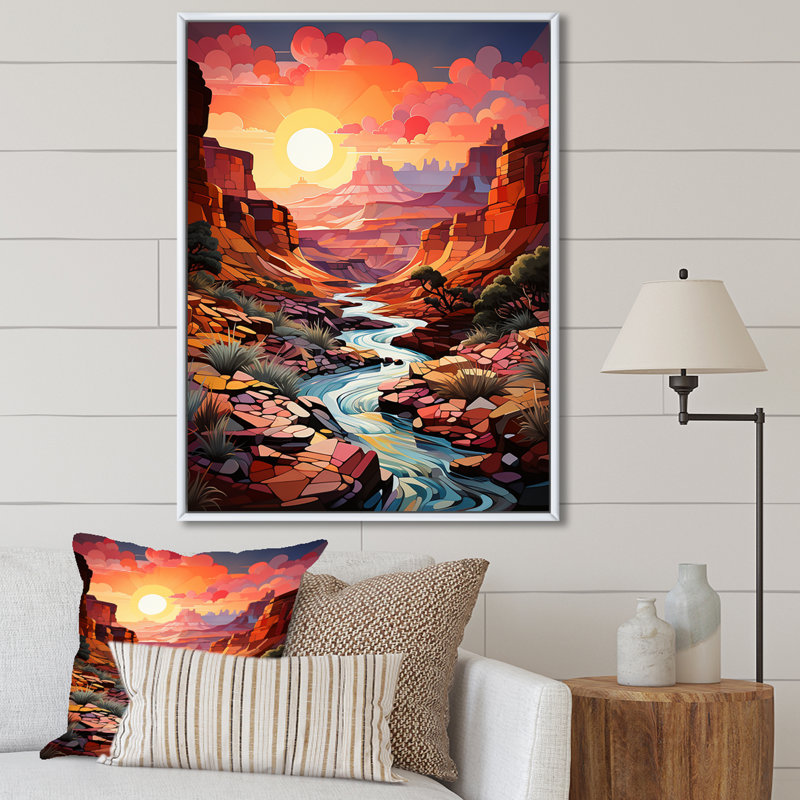 Canyon Canyon Sunrise Landscape, impression sur toile, Cadre flottant blanc, H 20 po x l 12 po x P 1 po