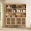 Bibliothèque haute 72,8 "avec portes - grande bibliothèque moderne à 3 niveaux avec tablettes réglables, chêne-132837526