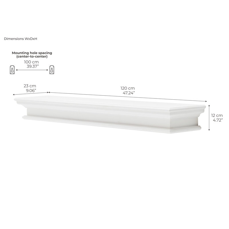 Tablette flottante Angellique, Blanc, H 4,72 po x l 31,5 po x P 9,06 po