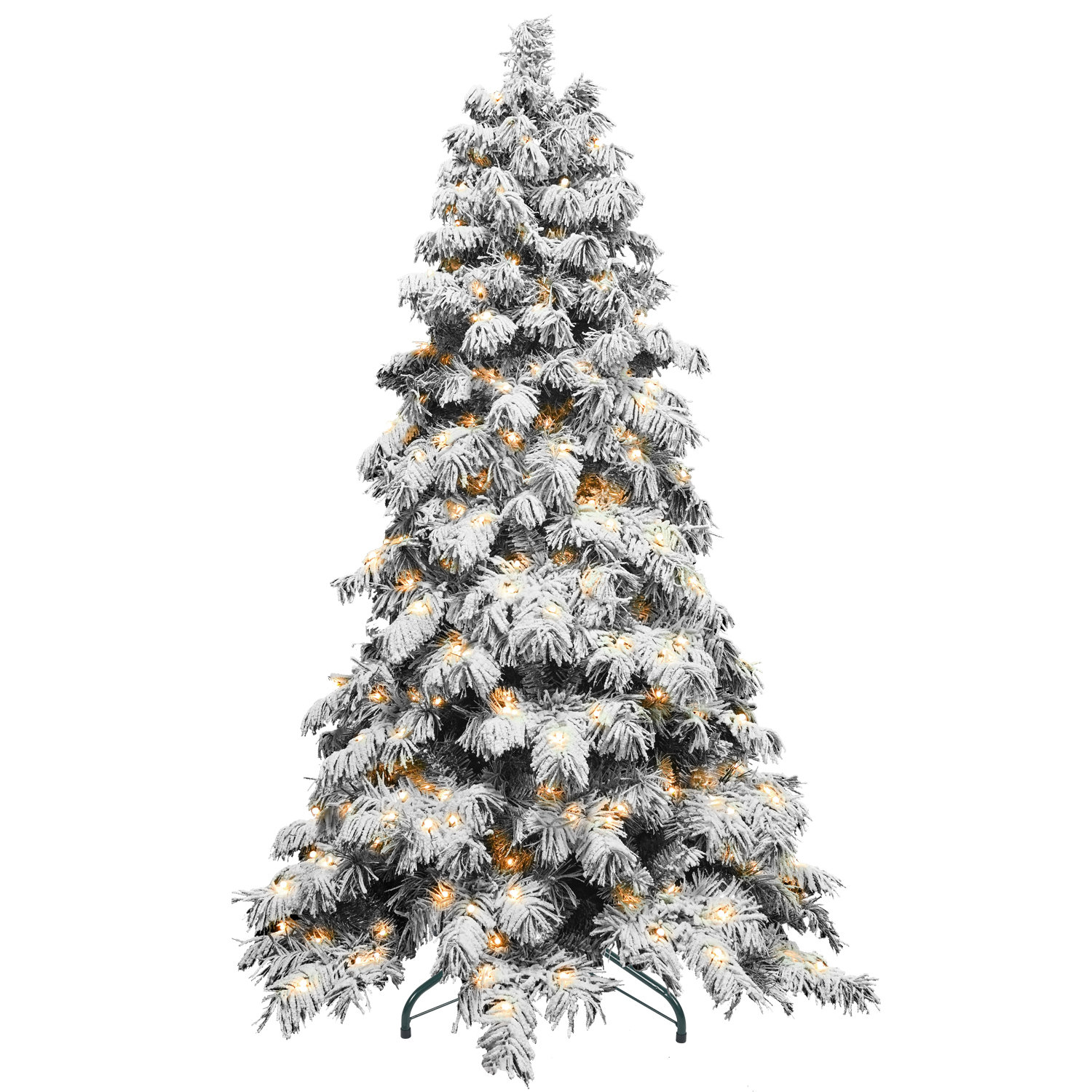 The Holiday Aisle® Pre-Lit Snow Flocked Christmas Tree with PVC ...