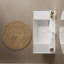 Meuble-lavabo mural 36 po avec lavabo vasque en pierre blanche Wofford, tablettes rayées, finition noyer cannelle, robinet non inclus