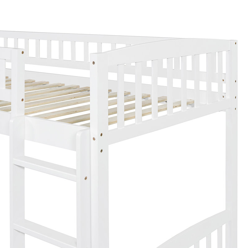 Lit mezzanine simple avec glissoire et échelle, Blanc