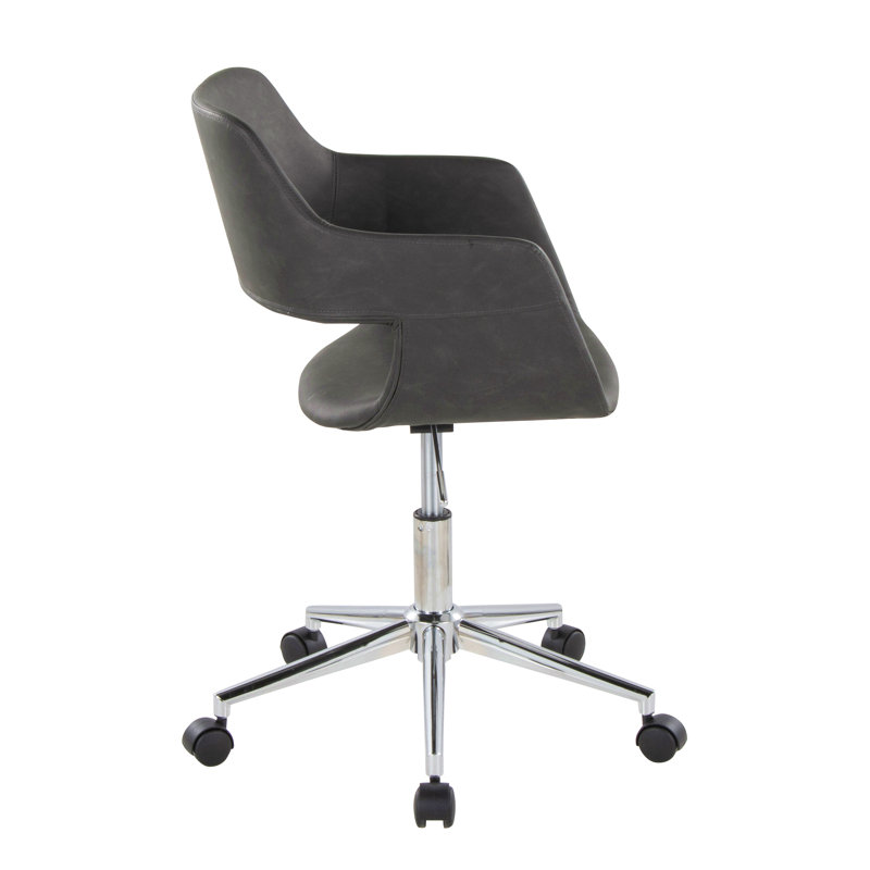 Chaise de travail contemporaine en métal chromé et similicuir