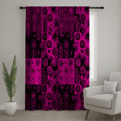 Pink Elsie Window Curtains, Floral Sheer & Blockout Curtains - 1 Panel
