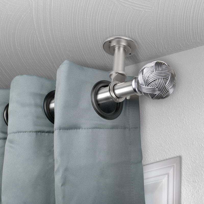 Tringle à rideaux simple réglable Jerrie, 28 po - L 48 po, Nickel satiné