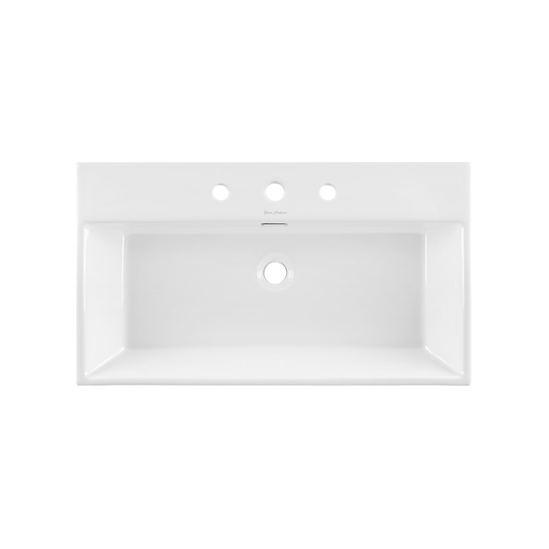 Lavabo de salle de bain mural rectangulaire 30 "avec trous espacés 8" Claire