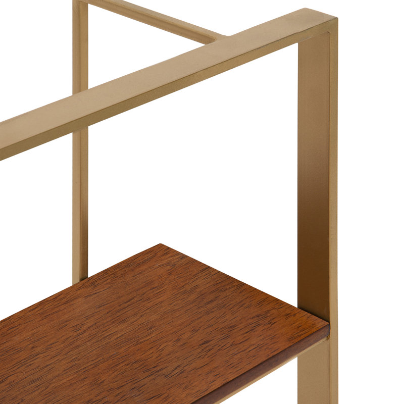 Scheffer 3 Piece Tiered Shelf, Brown/Gold