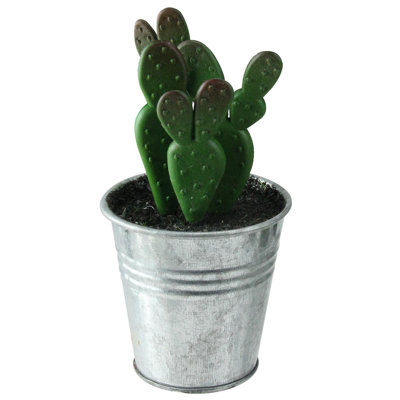 5" Tropical Mini Artificial Cactus in Tin Pot