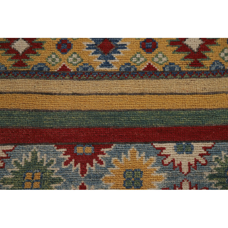 Striped Kazak Handmade Area Rug