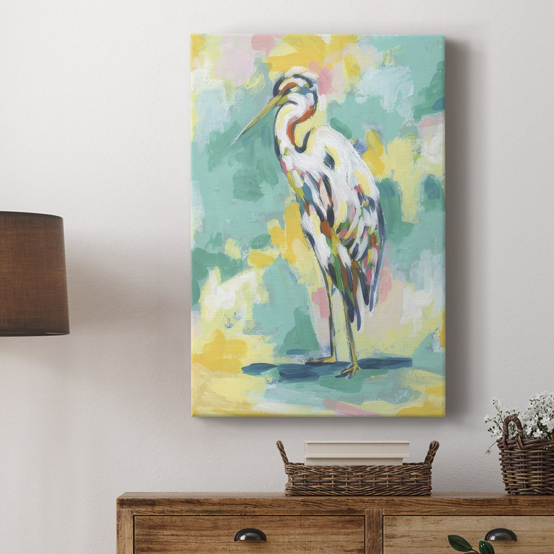 Bright Heron Fresco II - galerie Cavas, H 18 po x l 12 po
