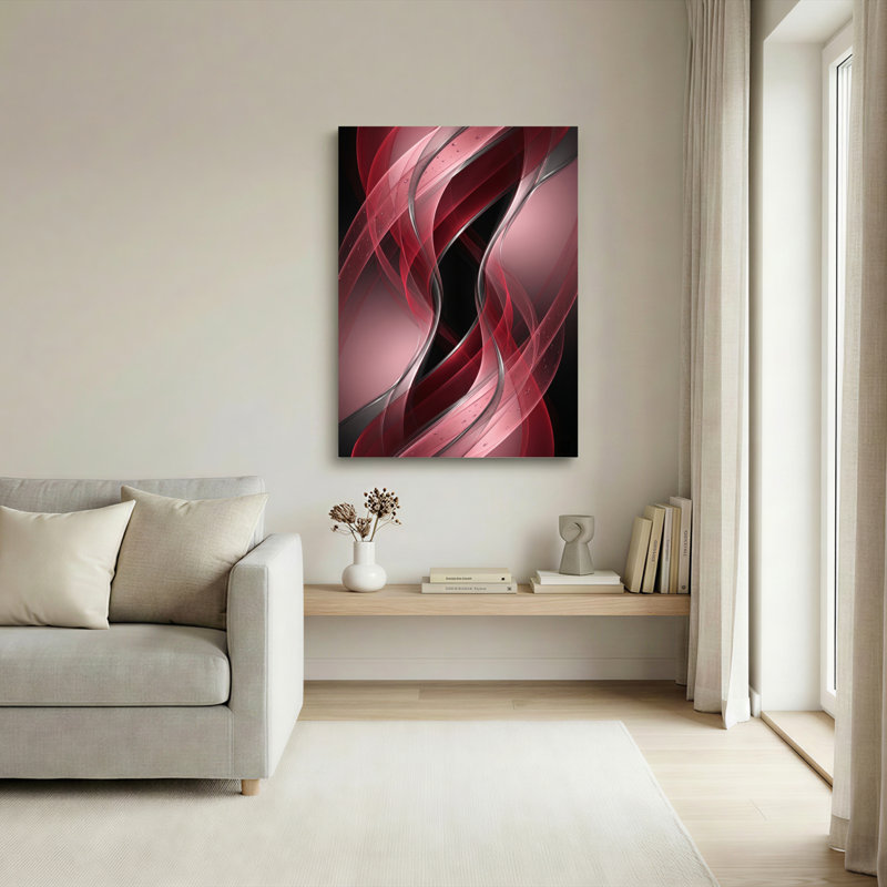 Ensemble de 1 tableau sur toile « Vague rouge », H 40 po x l 28 po, Toile tendue