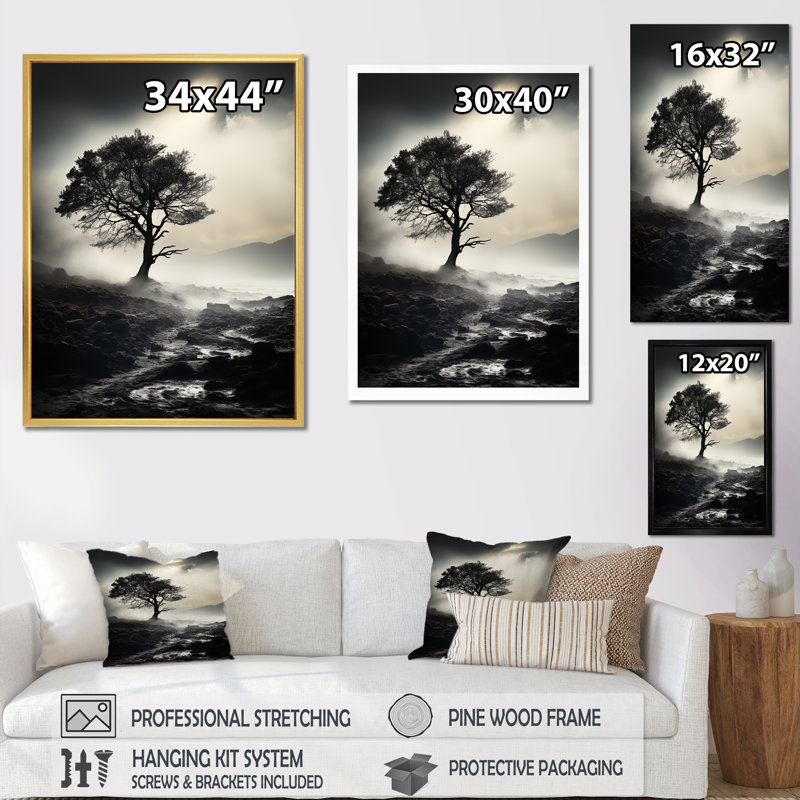 Volcan, émission volcanique sur toile, Cadre flottant noir, H 44 po x l 34 po x P 1,5 po