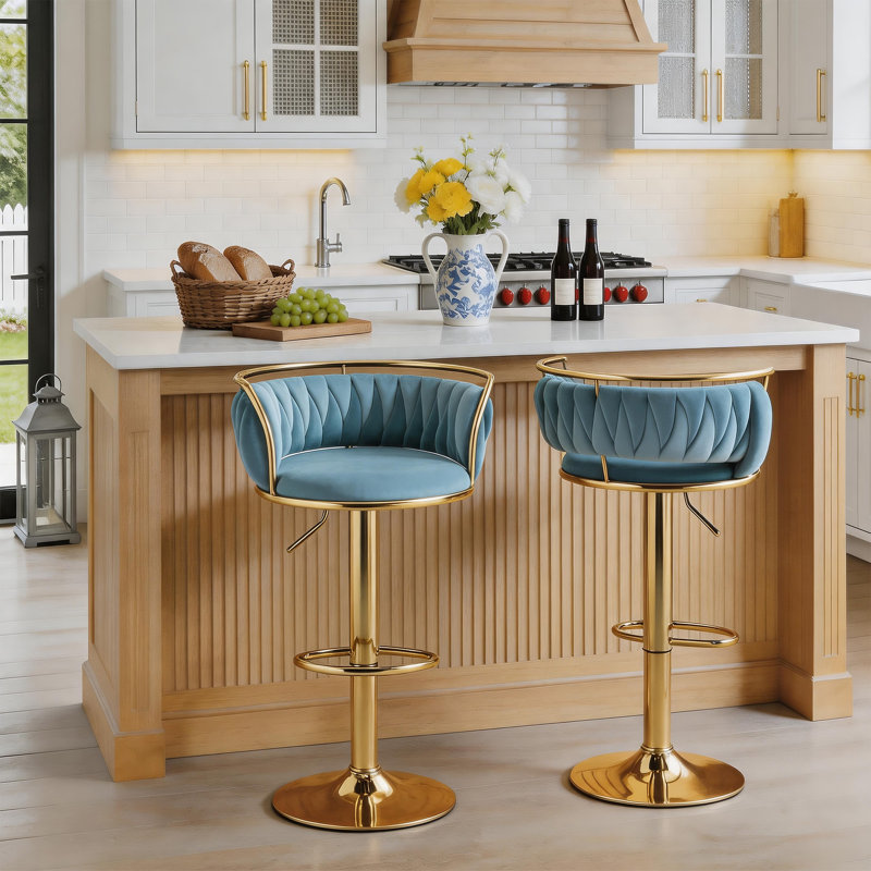 Tabouret de bar Christal, Gold, Bleu