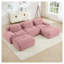 Canapé modulaire en velours côtelé rose avec accoudoirs courbés extra larges, aucun assemblage requis-520895514-520895521