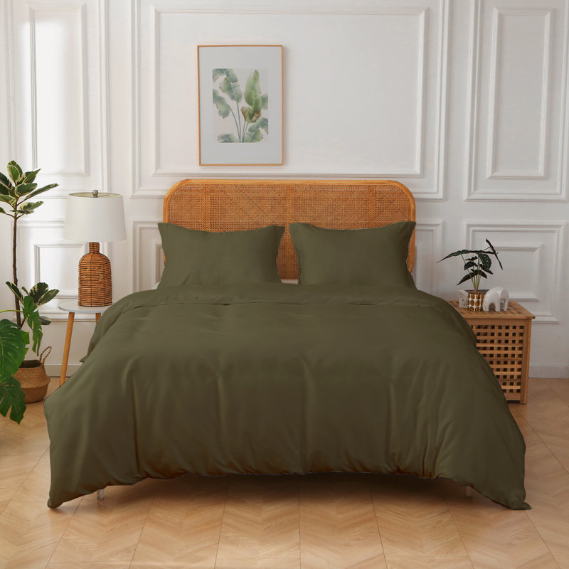 Ensemble de housse de couette en microfibre Better Style Home, Housse de couette simple + 1 taie décorative stan, Vert