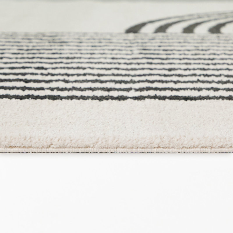 Endel Cream/Black Modern Arch Area Rug, 7'10" x 10'