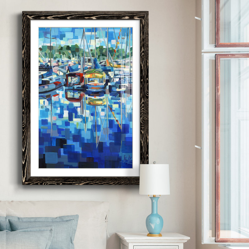Bateaux - Impression de cadre photo sur papier, H 37,5 po x l 27,5 po x P 1,5 po, Papier noir