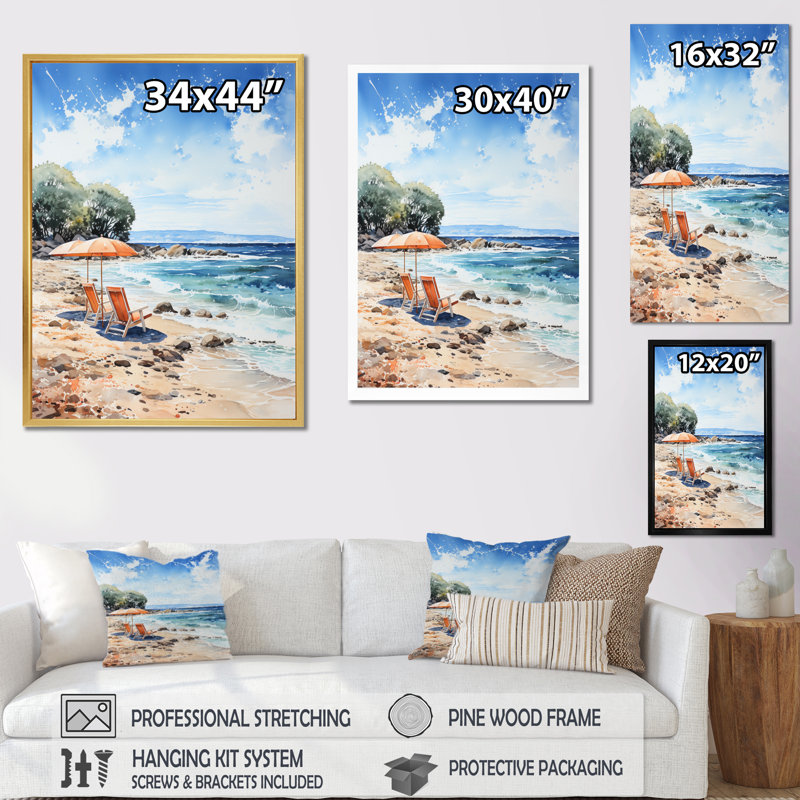 Parasol de plage Splash II - imprimé, Cadre simple argenté, H 32 po x l 24 po x P 1 po