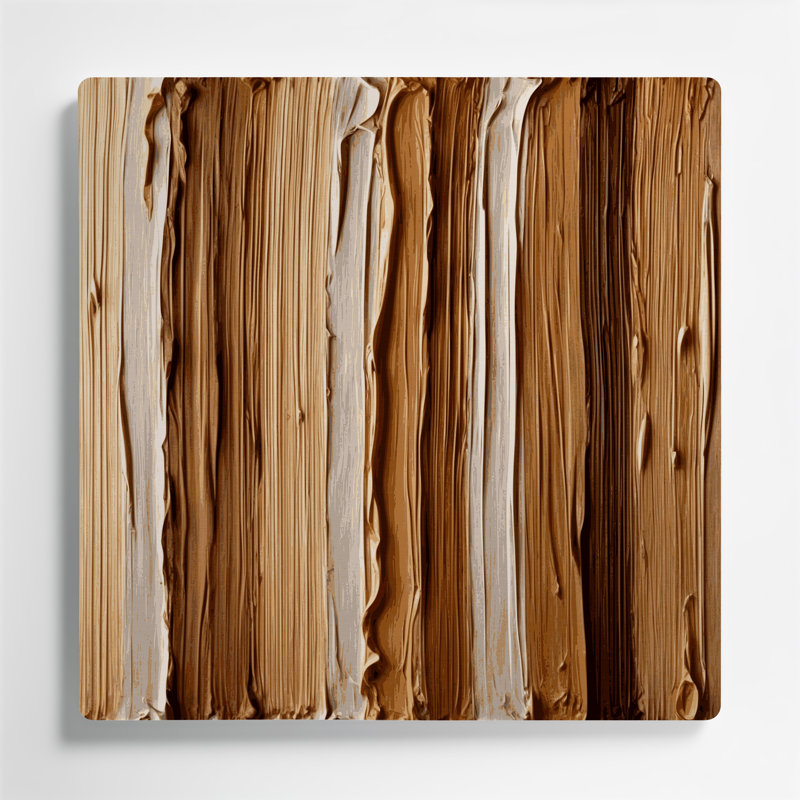 Lin horizontal rayé, art mural brun en métal brun, H 12 po x l 12 po