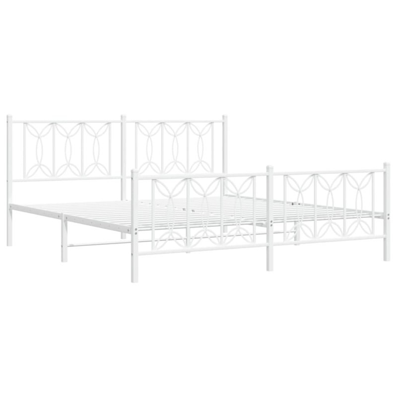 Antorio Metal Bed, White, 183cm x 213cm
