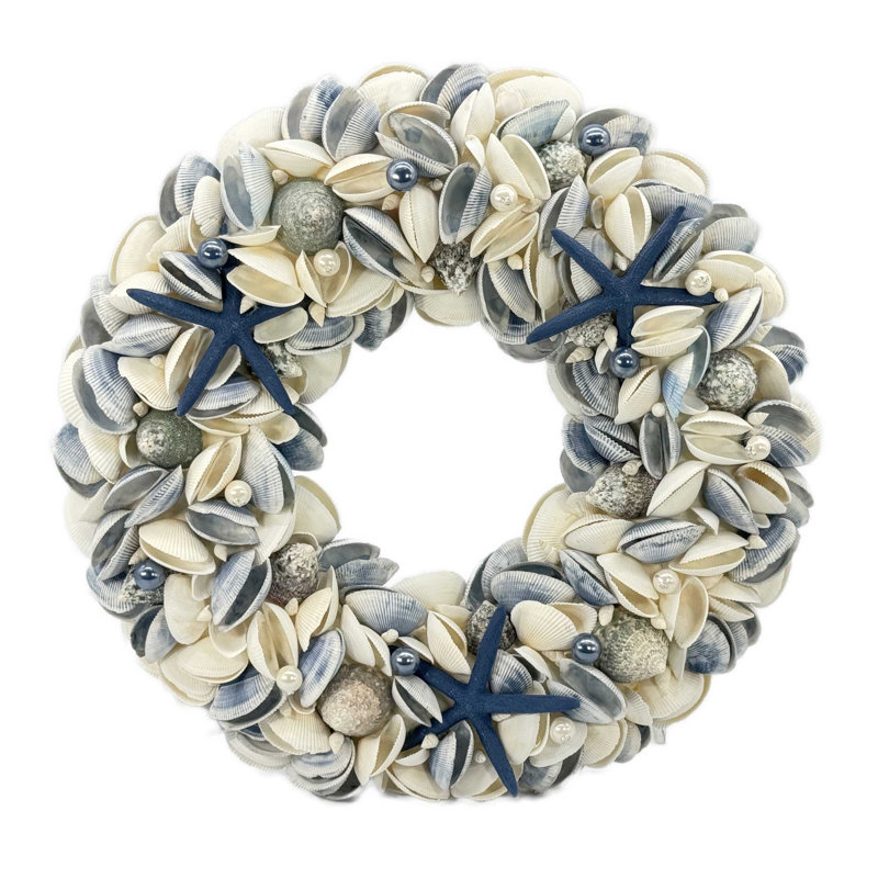 Couronne étoile de mer et coquillage 17 po, Bleu marine