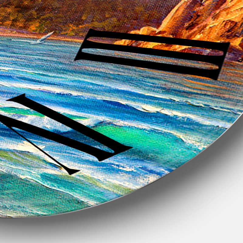 Soleil reflétant Throug Braking Waves - horloge murale côtière, Médium