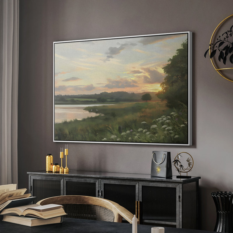 "Vintage Landscape -DCCCLI" sur toile, Toile encadrée flottée blanche, H 27 po x l 41 po x P 2 po
