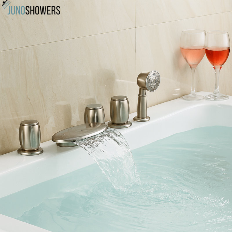 Robinet de baignoire à fixation sur comptoir à trois poignées rondes Juno