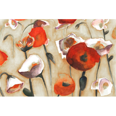 Water Color Poppies - Wrapped Canvas Art Prints