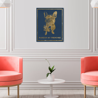 Pardon My Frenchie, élégant bouledogue français moderne, or - peinture