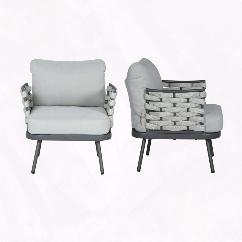 Steel Club Chair Set Water Repellent Cushion