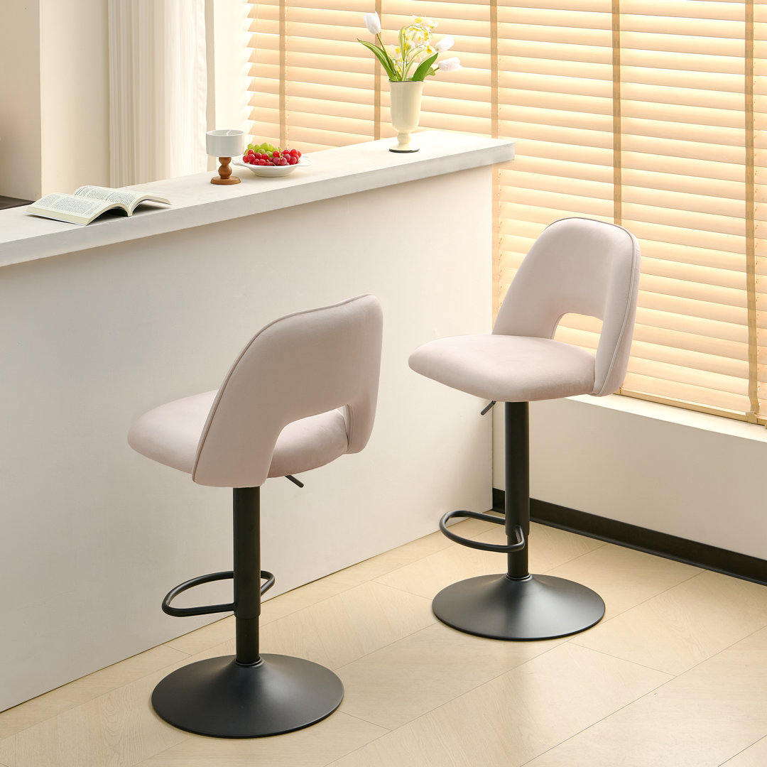 Bar Stool Swivel Upholstered Adjustable Height Counter Stool With Metal Frame