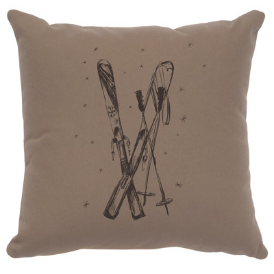 Coussin Wooded River Image - Ski - coton taupe