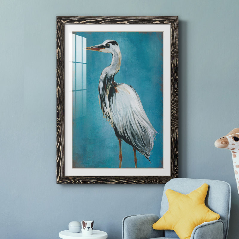 Great Blue Heron II - peinture encadrée, Cadre noir, H 31,5 po x l 23,5 po x P 1,5 po