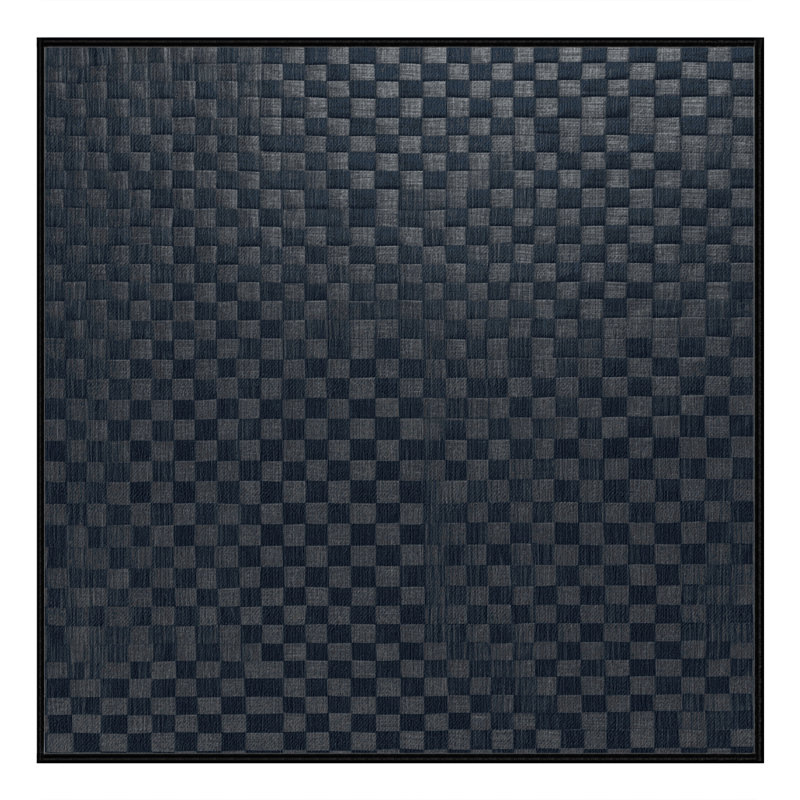 Machine Washable Checkered Black Area Rug, Square 6'