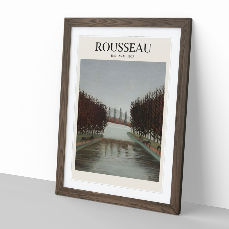 The Canal by Henri Rousseau - Picture Frame Painting, 48cm H x 36cm W x 2cm D, Walnut Framed