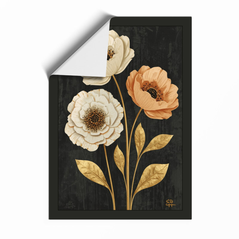 Three Blooms Botanical - Framed Print, Unframed, A2 - 59.4 x 42.0 cm