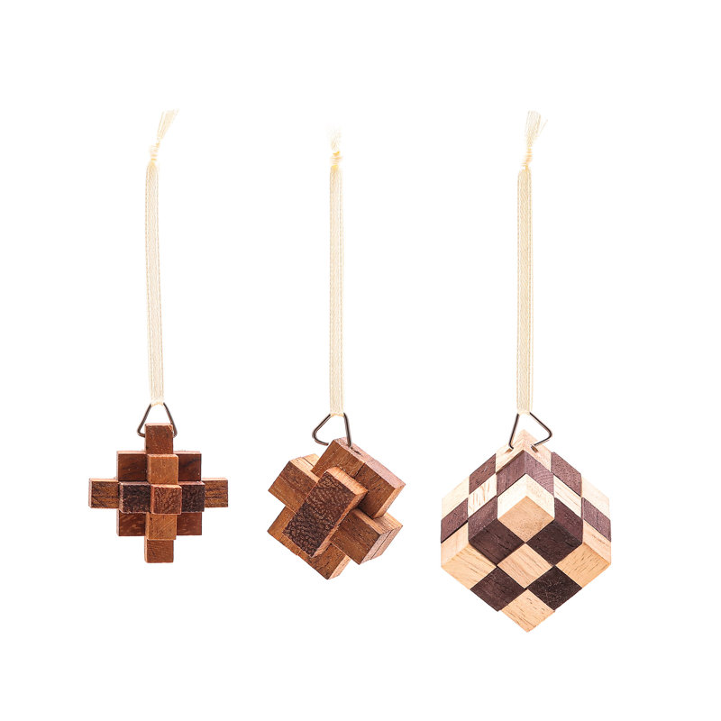 Novica Handmade Creative Christmas Wood Ornaments (Set Of 3)
