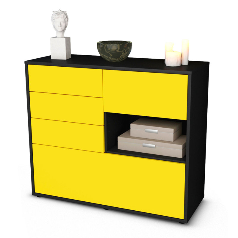 Pulaski 92cm Sideboard, Charcoal/Yellow