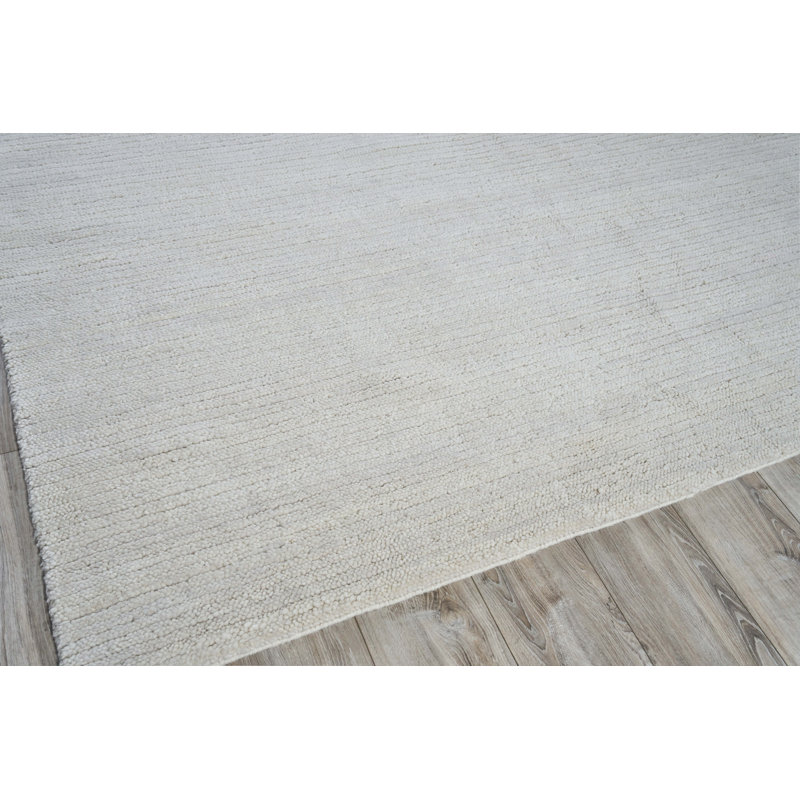 Wool Striped Area Rug in Cream, Rectangle 2' x 3'