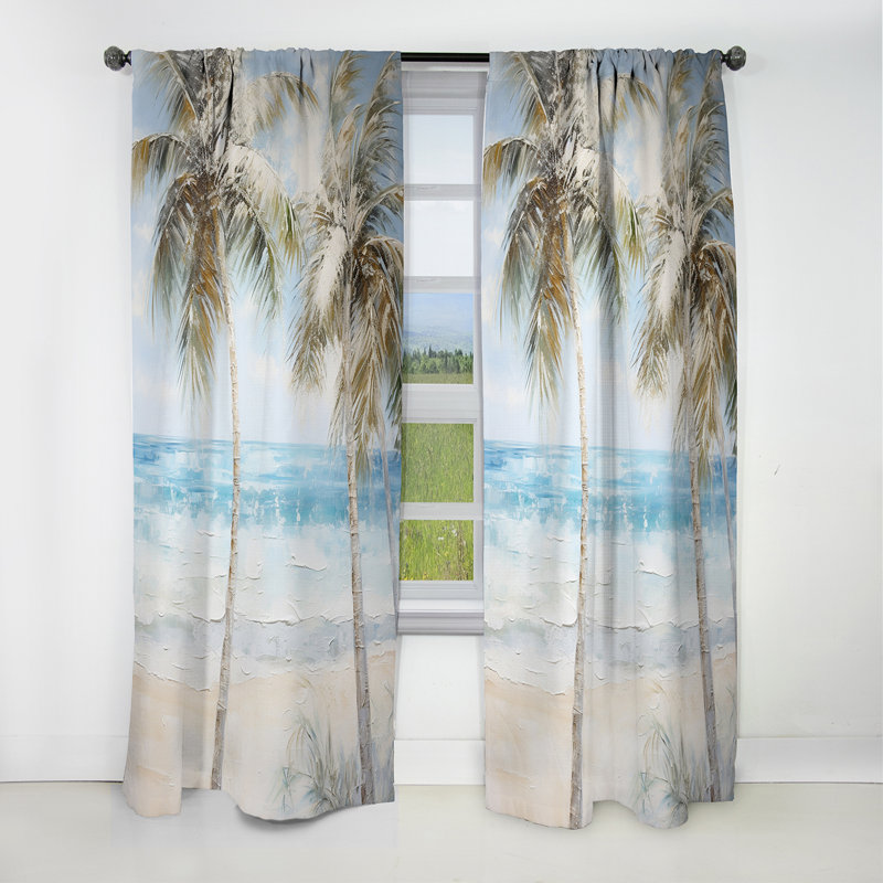 Broomtown - Palm Trees Curtain - Blackout Floral Curtain - 1 Panels, 52" W x 108" L