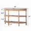 Console en bois fabriquée à la main avec garniture tissée à la main, tablettes de rangement à 3 niveaux