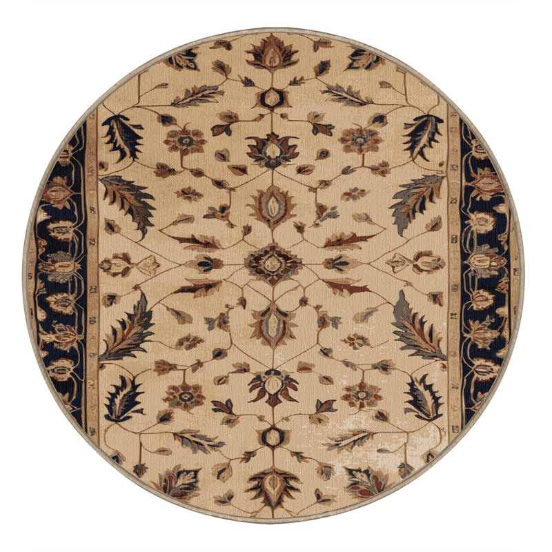 Machine Washable Persian Brown Area Rug, Round 5'