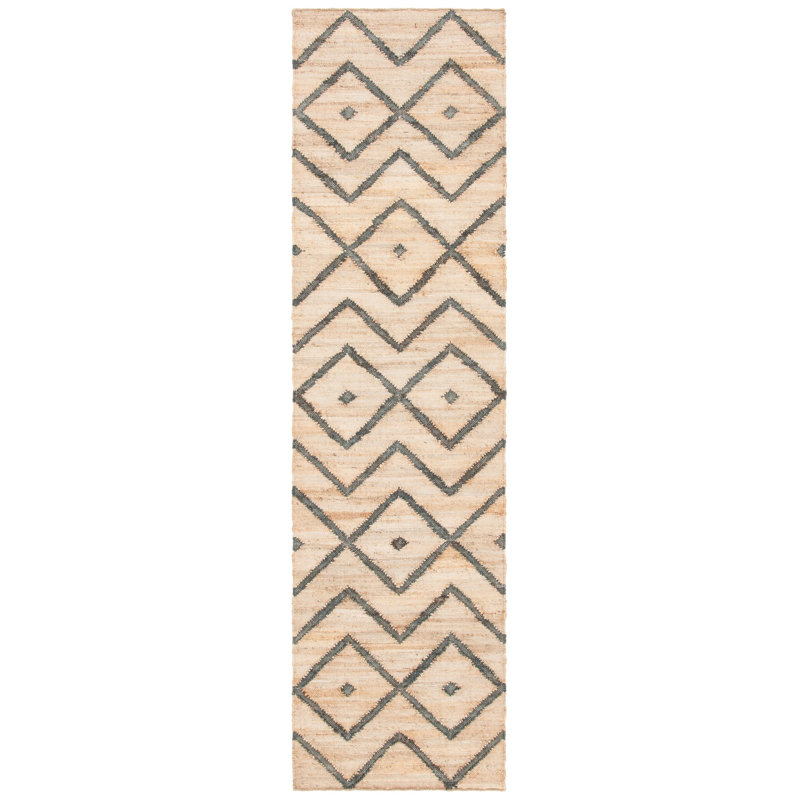 Hawes Hand Loomed Jute, Cotton Geometric Rug, Runner 2'3" x 7'