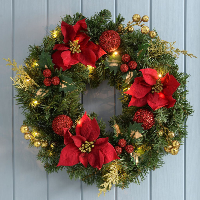 Faux Lighted 60cm Wreath